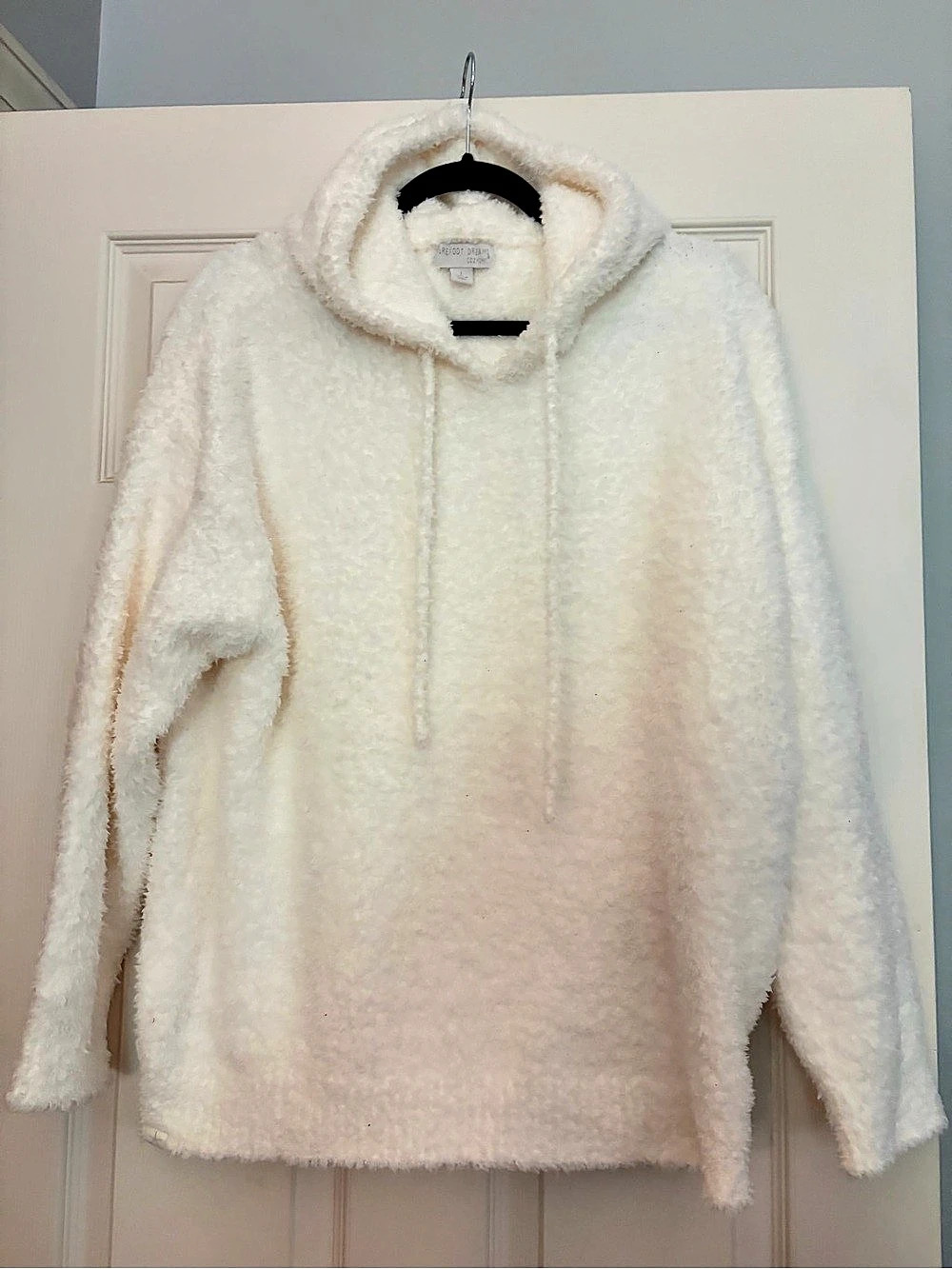 Barefoot Dreams Fuzzy Pullover Hoodie White Large